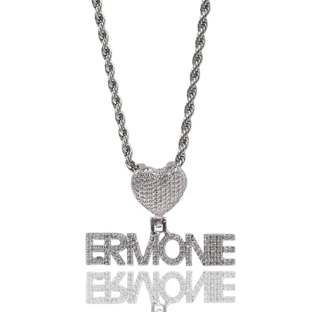 Heart Button Zircon Hip Hop Necklace nowadaysfashion