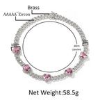 Heart Diamond Necklace Hip Hop 9MM Pink Zircon Cuban Chain nowadaysfashion