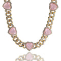 Heart Diamond Necklace Hip Hop 9MM Pink Zircon Cuban Chain nowadaysfashion