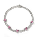 Heart Diamond Necklace Hip Hop 9MM Pink Zircon Cuban Chain nowadaysfashion