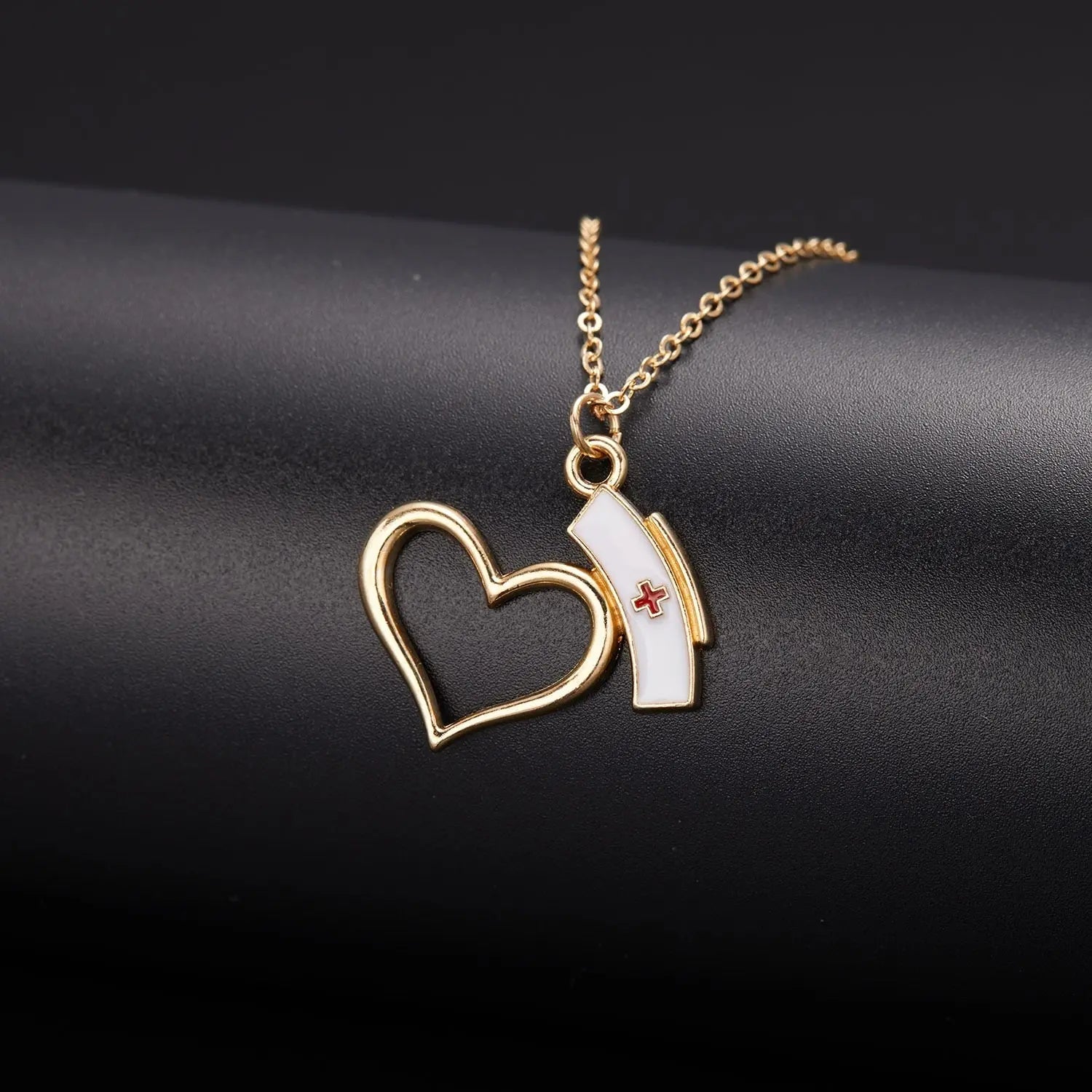 Heart Nurse Cap Doctor Necklaces Medical Equipment Stethoscope Syringe Pendant Hospital Style Jewelry - Blade & Thread