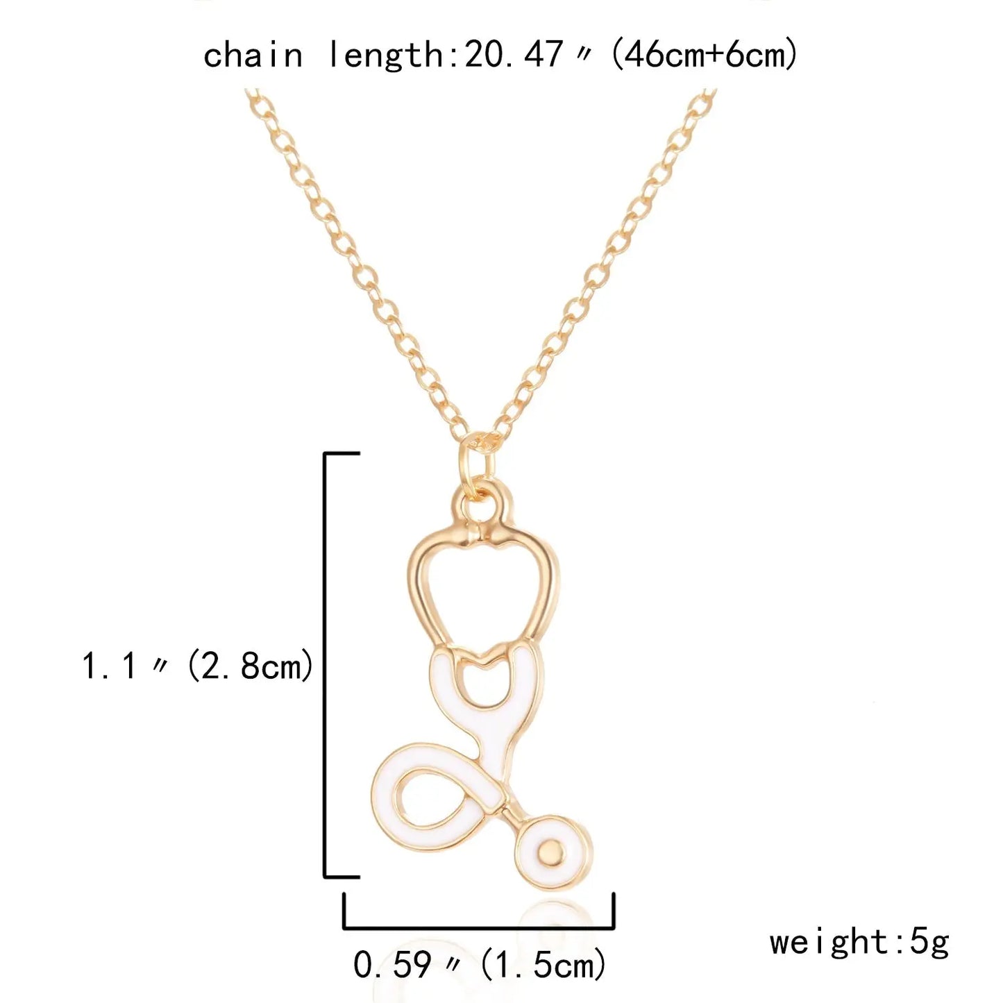 Heart Nurse Cap Doctor Necklaces Medical Equipment Stethoscope Syringe Pendant Hospital Style Jewelry - Blade & Thread