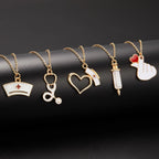 Heart Nurse Cap Doctor Necklaces Medical Equipment Stethoscope Syringe Pendant Hospital Style Jewelry nowadaysfashion