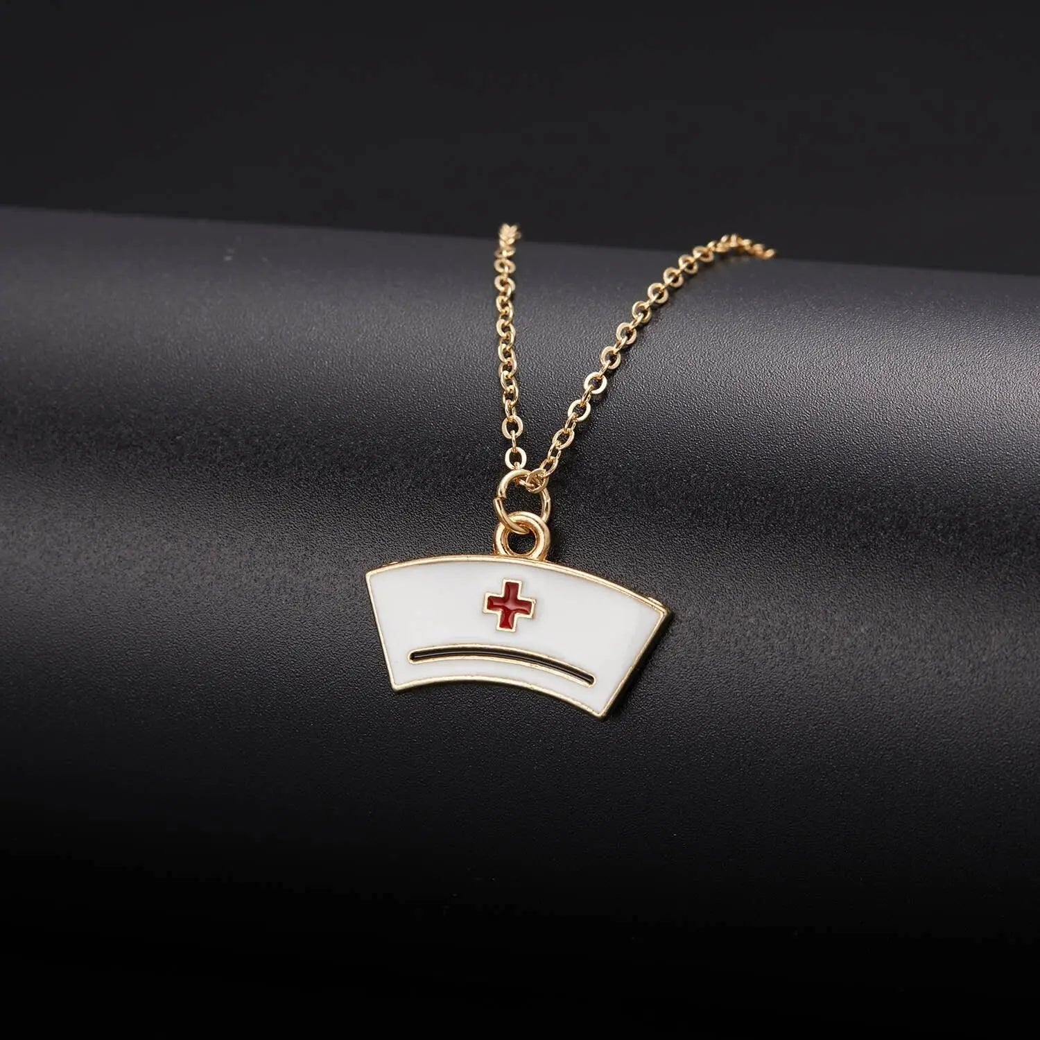 Heart Nurse Cap Doctor Necklaces Medical Equipment Stethoscope Syringe Pendant Hospital Style Jewelry nowadaysfashion