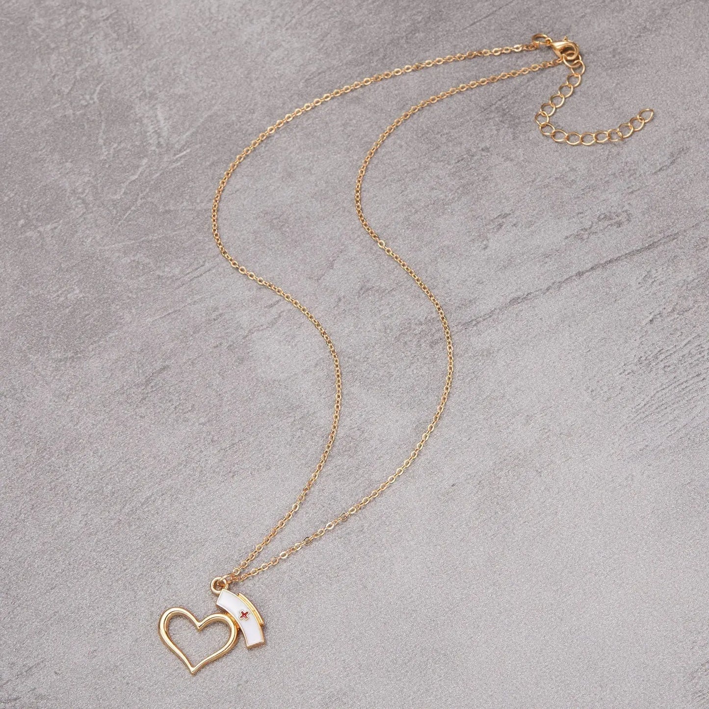 Heart Nurse Cap Doctor Necklaces Medical Equipment Stethoscope Syringe Pendant Hospital Style Jewelry - Blade & Thread