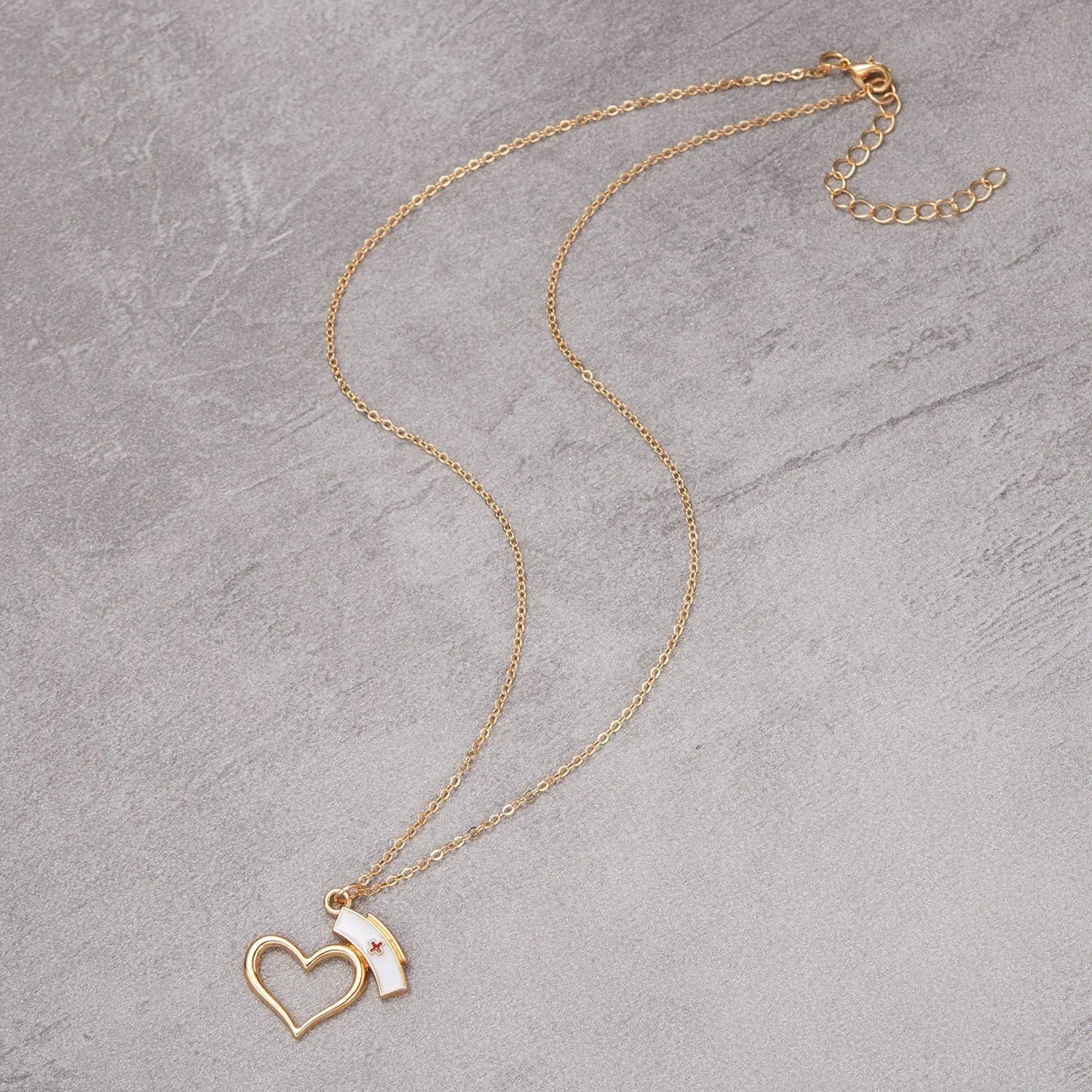 Heart Nurse Cap Doctor Necklaces Medical Equipment Stethoscope Syringe Pendant Hospital Style Jewelry - Blade & Thread