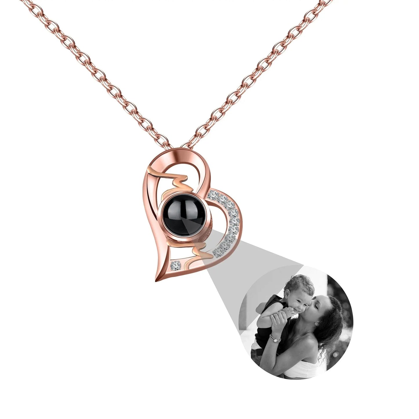 Heart Projection Necklace Personalized Photo MOM Pendant - Blade & Thread