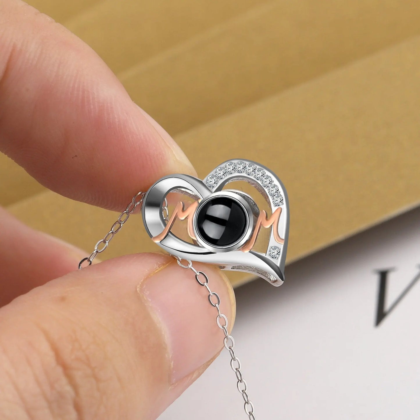 Heart Projection Necklace Personalized Photo MOM Pendant - Blade & Thread