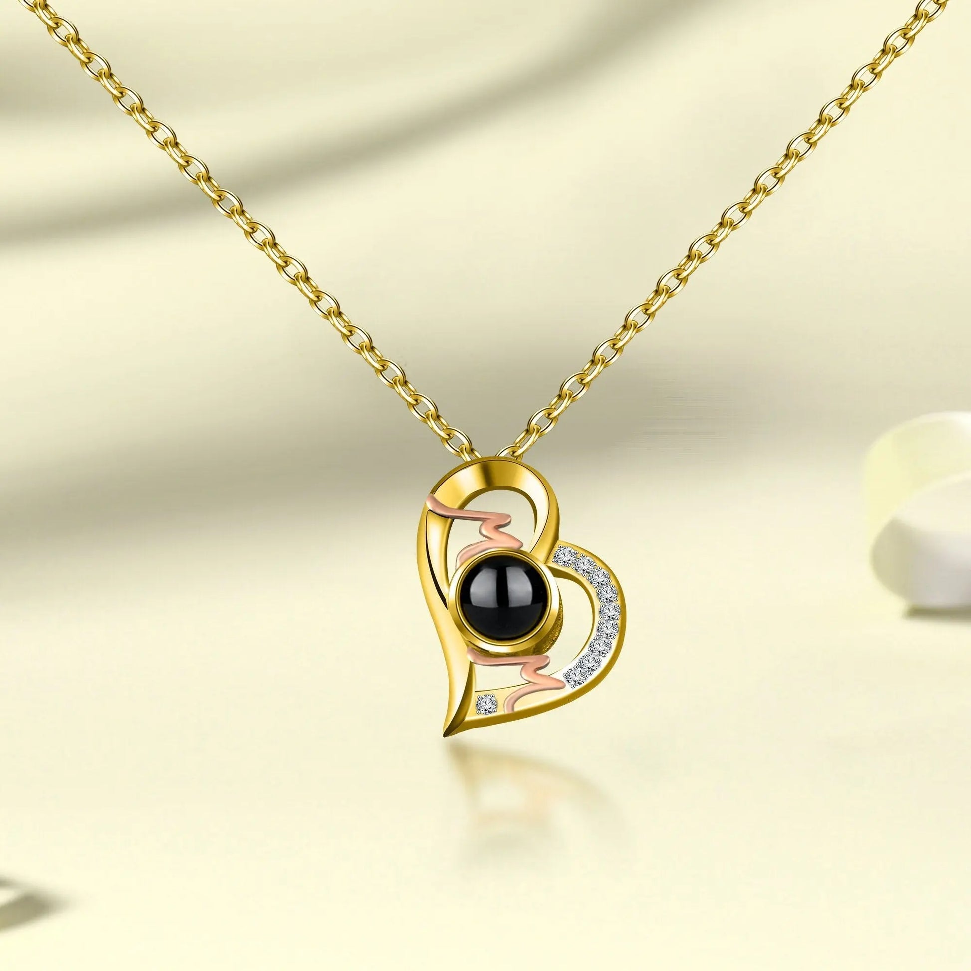 Heart Projection Necklace Personalized Photo MOM Pendant - Blade & Thread