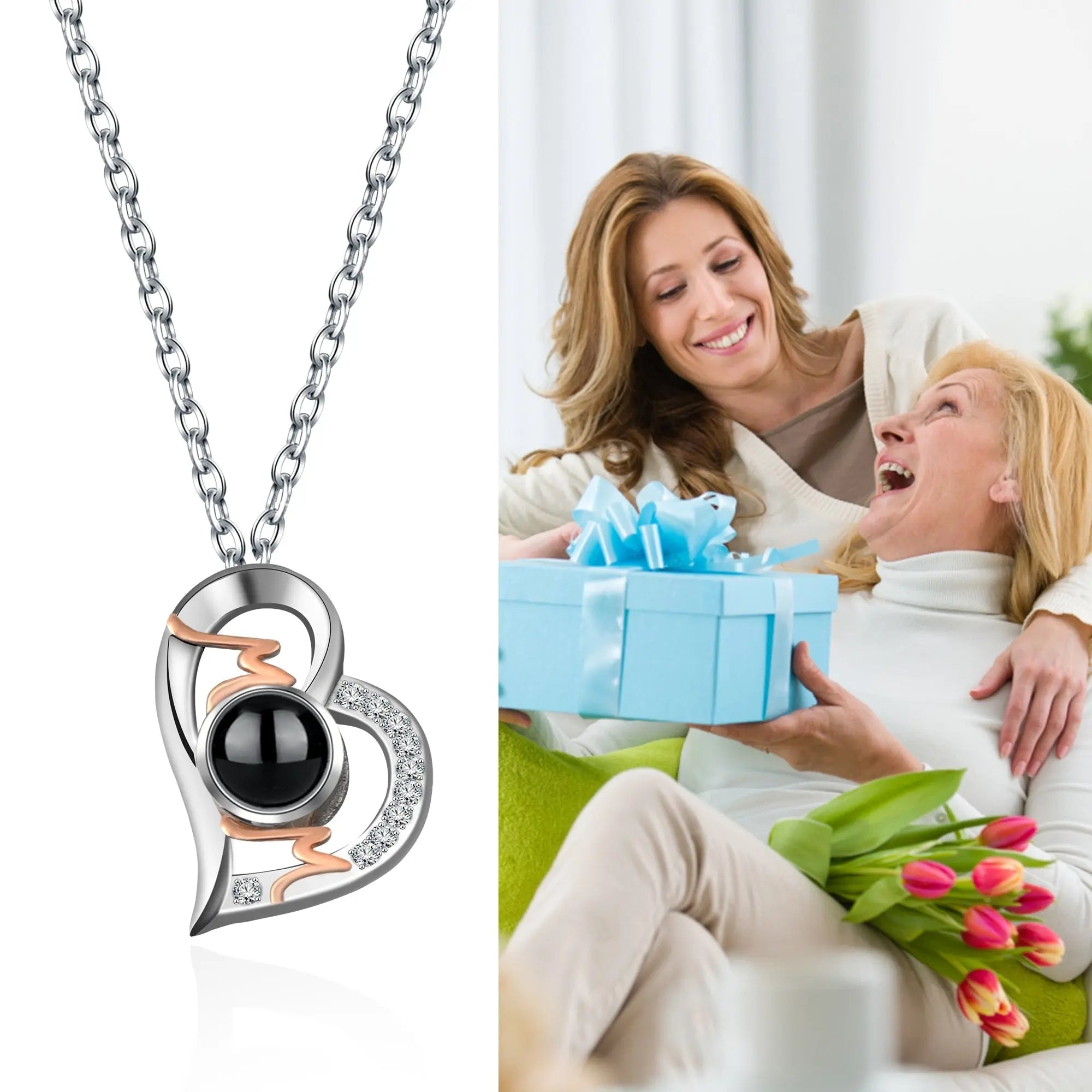 Heart Projection Necklace Personalized Photo MOM Pendant nowadaysfashion