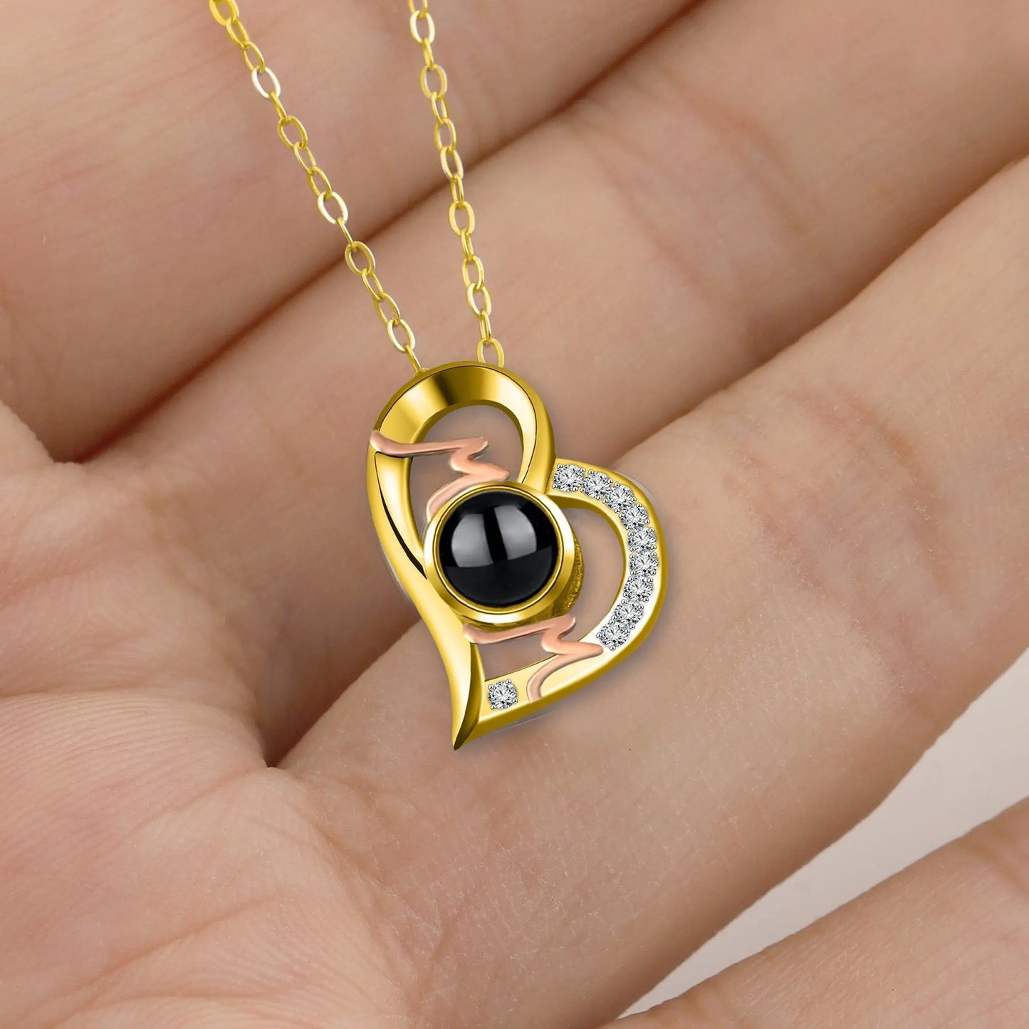 Heart Projection Necklace Personalized Photo MOM Pendant - Blade & Thread