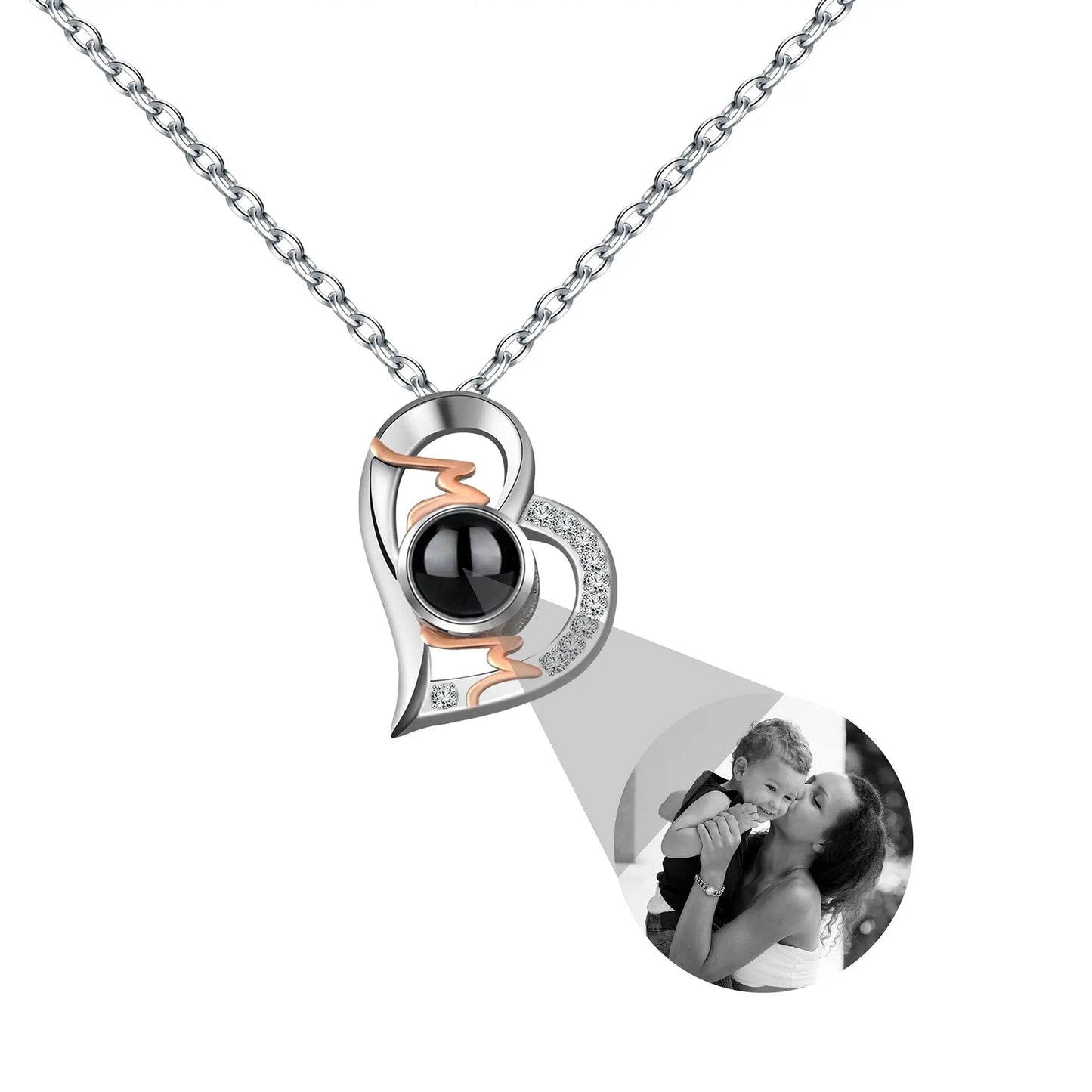 Heart Projection Necklace Personalized Photo MOM Pendant - Blade & Thread