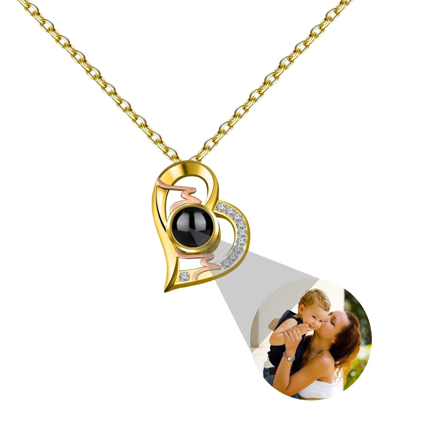 Heart Projection Necklace Personalized Photo MOM Pendant - Blade & Thread