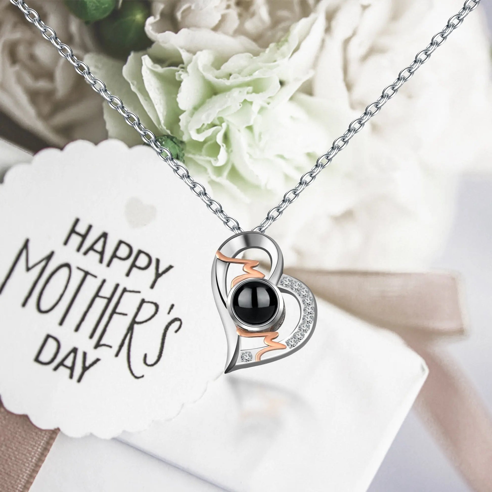 Heart Projection Necklace Personalized Photo MOM Pendant - Blade & Thread