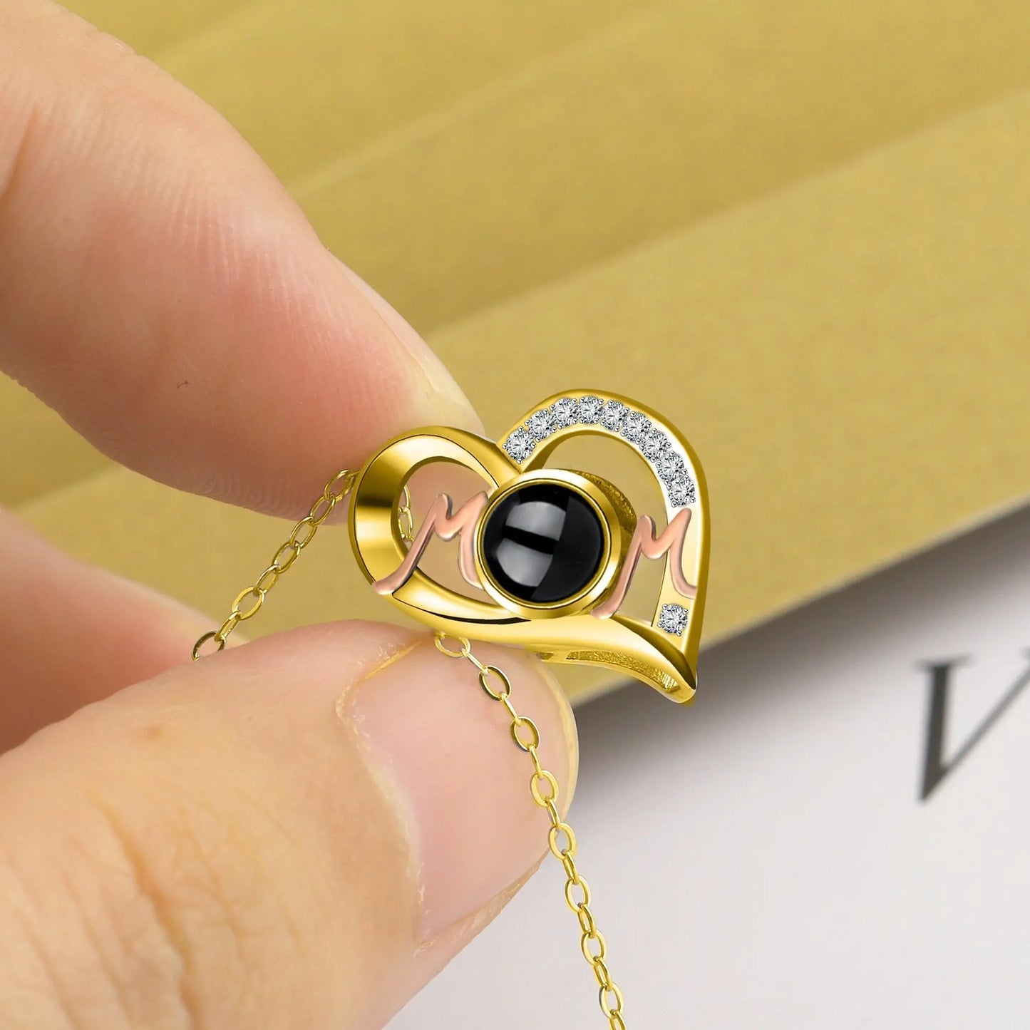 Heart Projection Necklace Personalized Photo MOM Pendant - Blade & Thread
