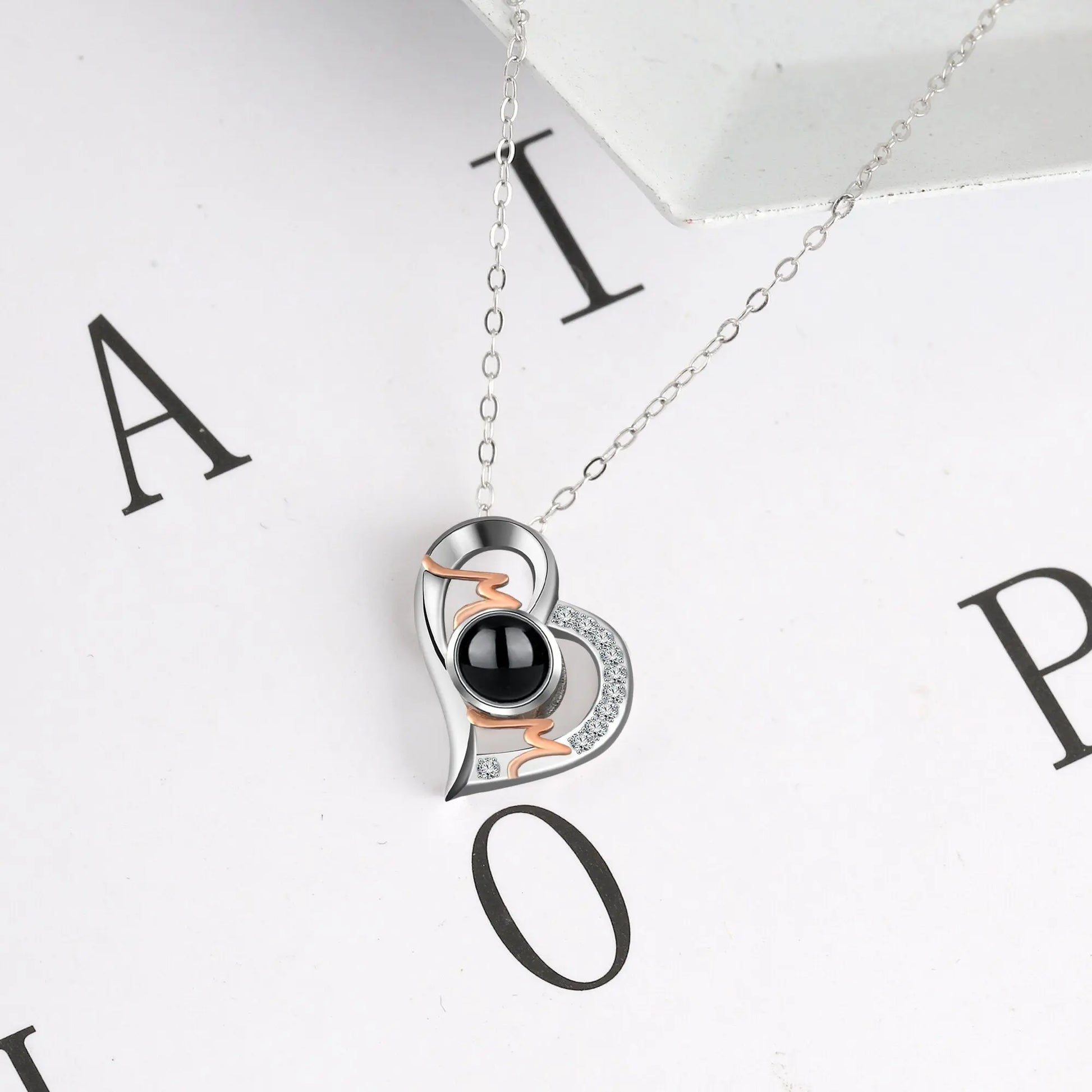 Heart Projection Necklace Personalized Photo MOM Pendant - Blade & Thread