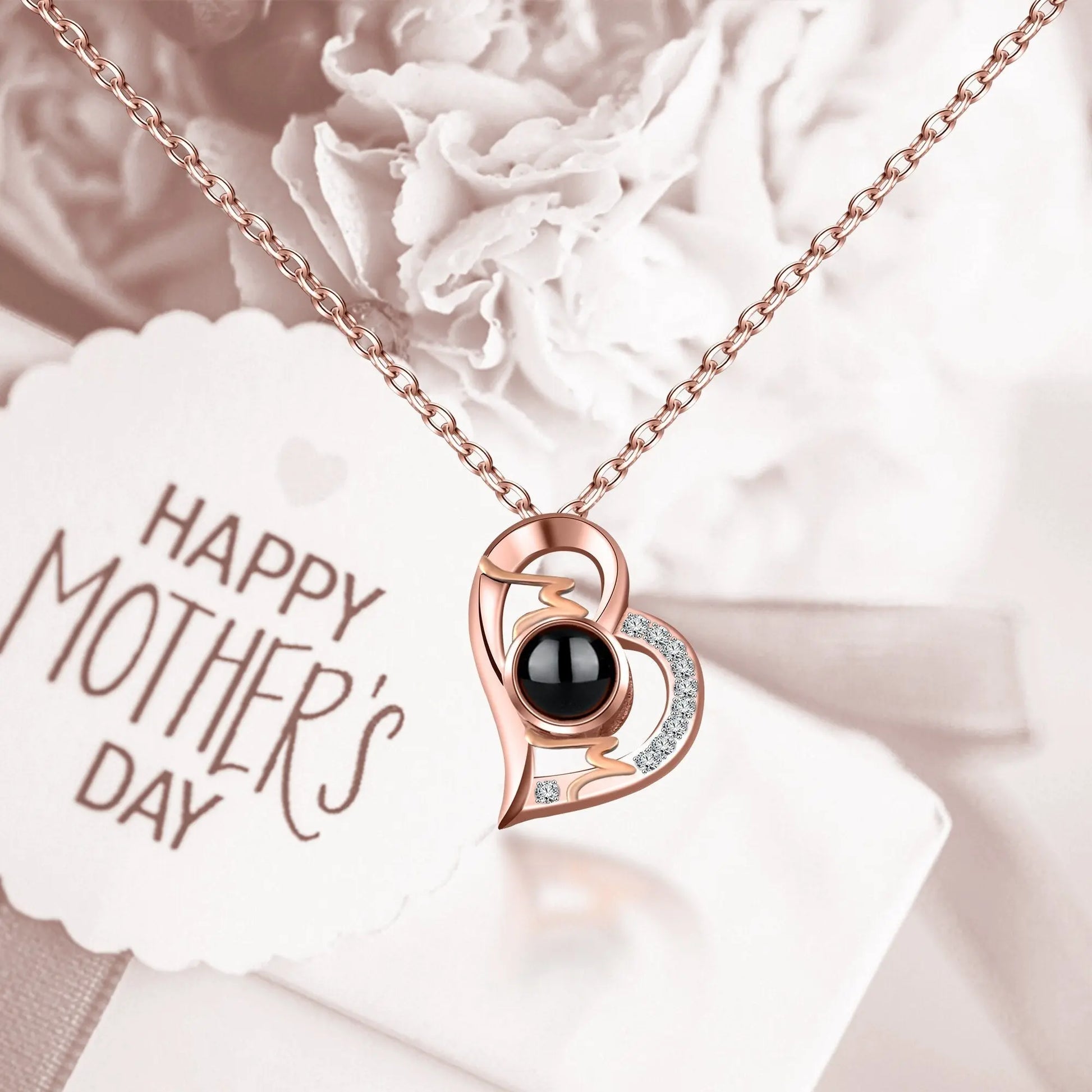 Heart Projection Necklace Personalized Photo MOM Pendant - Blade & Thread