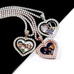 Heart Shaped Custom Photo Spin Double Sided Medallion Pendant Necklace Hip Hop Jewelry nowadaysfashion