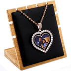 Heart Shaped Custom Photo Spin Double Sided Medallion Pendant Necklace Hip Hop Jewelry nowadaysfashion