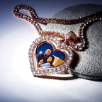 Heart Shaped Custom Photo Spin Double Sided Medallion Pendant Necklace Hip Hop Jewelry nowadaysfashion