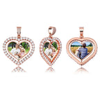 Heart Shaped Custom Photo Spin Double Sided Medallion Pendant Necklace Hip Hop Jewelry nowadaysfashion
