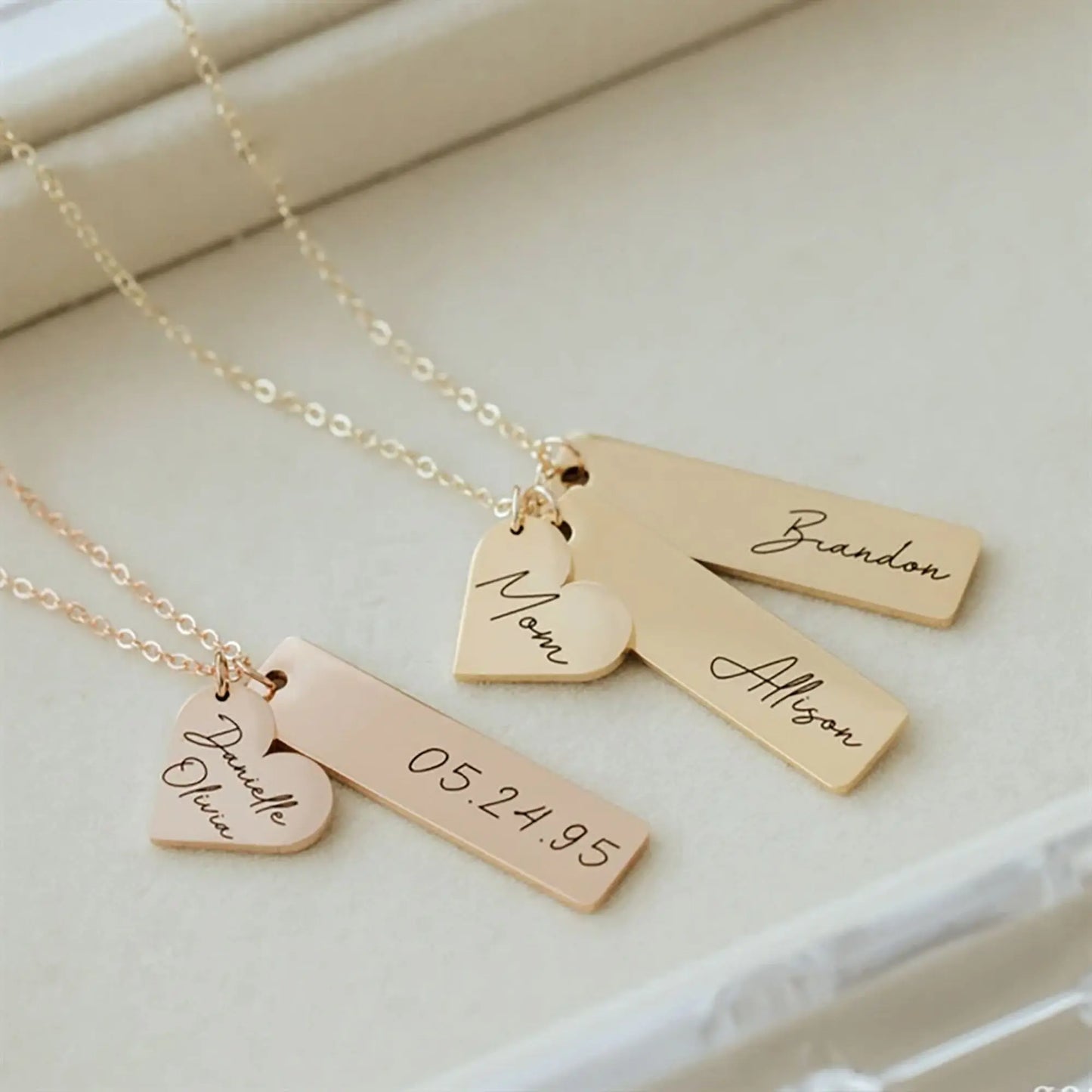 Heart-shaped Necklace Personalized Engraved Name Text Pendant - Blade & Thread
