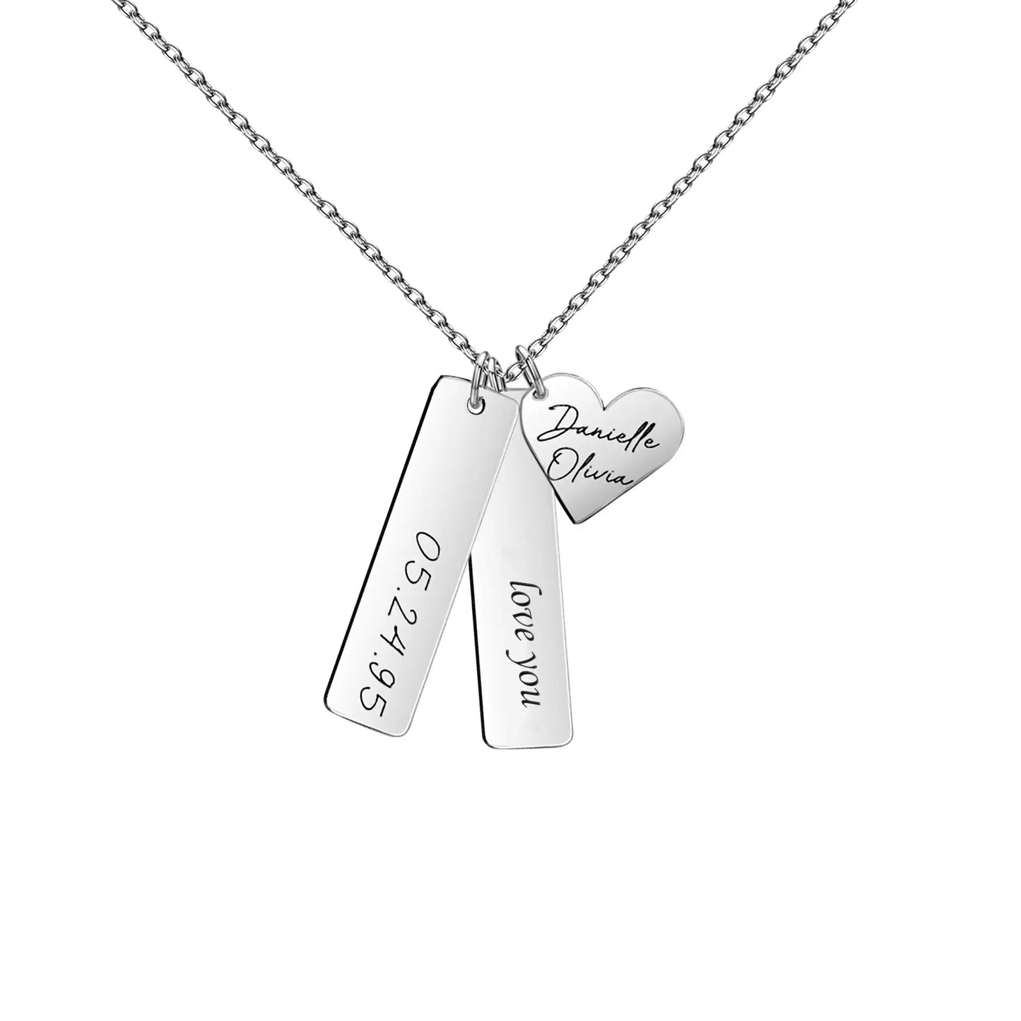 Heart-shaped Necklace Personalized Engraved Name Text Pendant - Blade & Thread