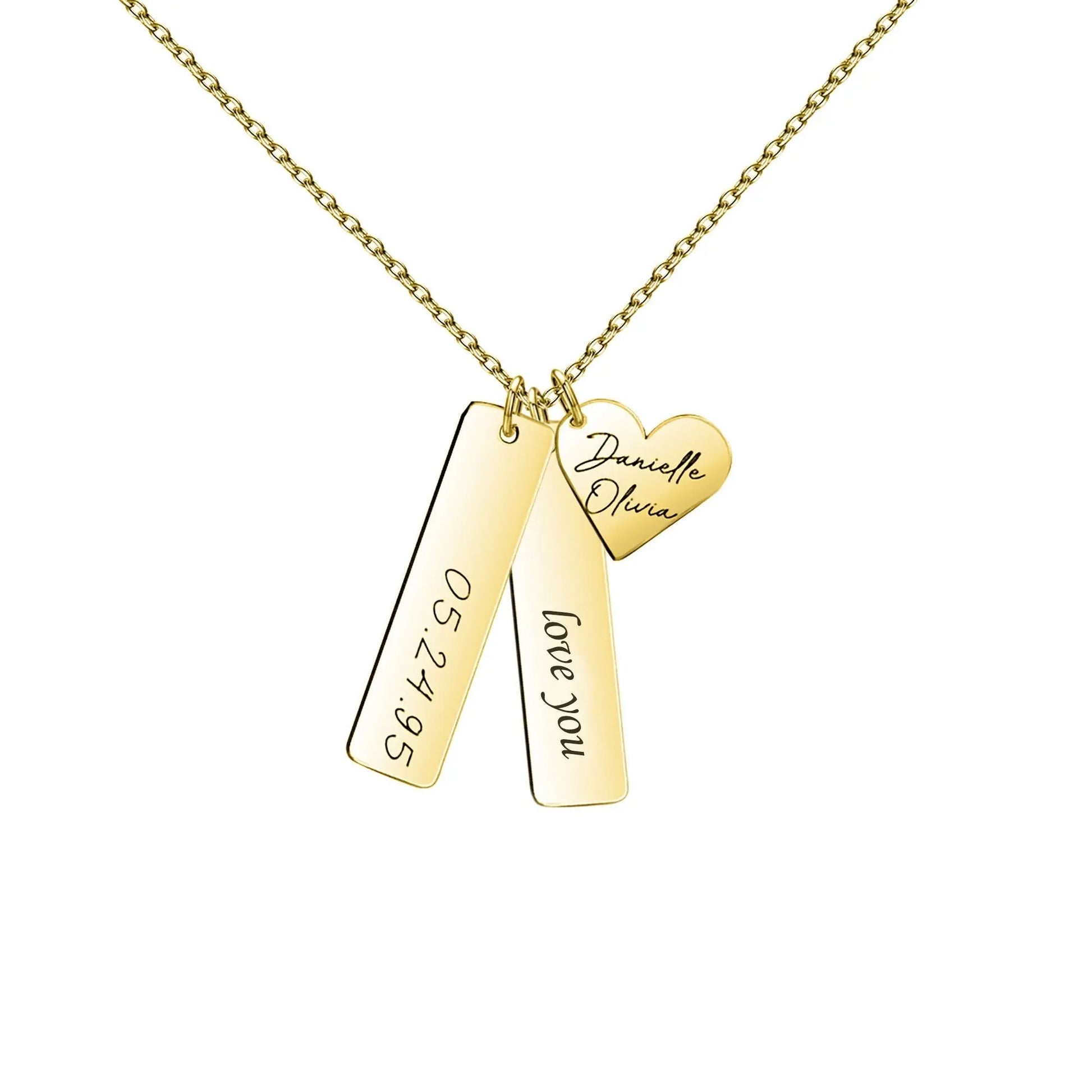Heart-shaped Necklace Personalized Engraved Name Text Pendant - Blade & Thread