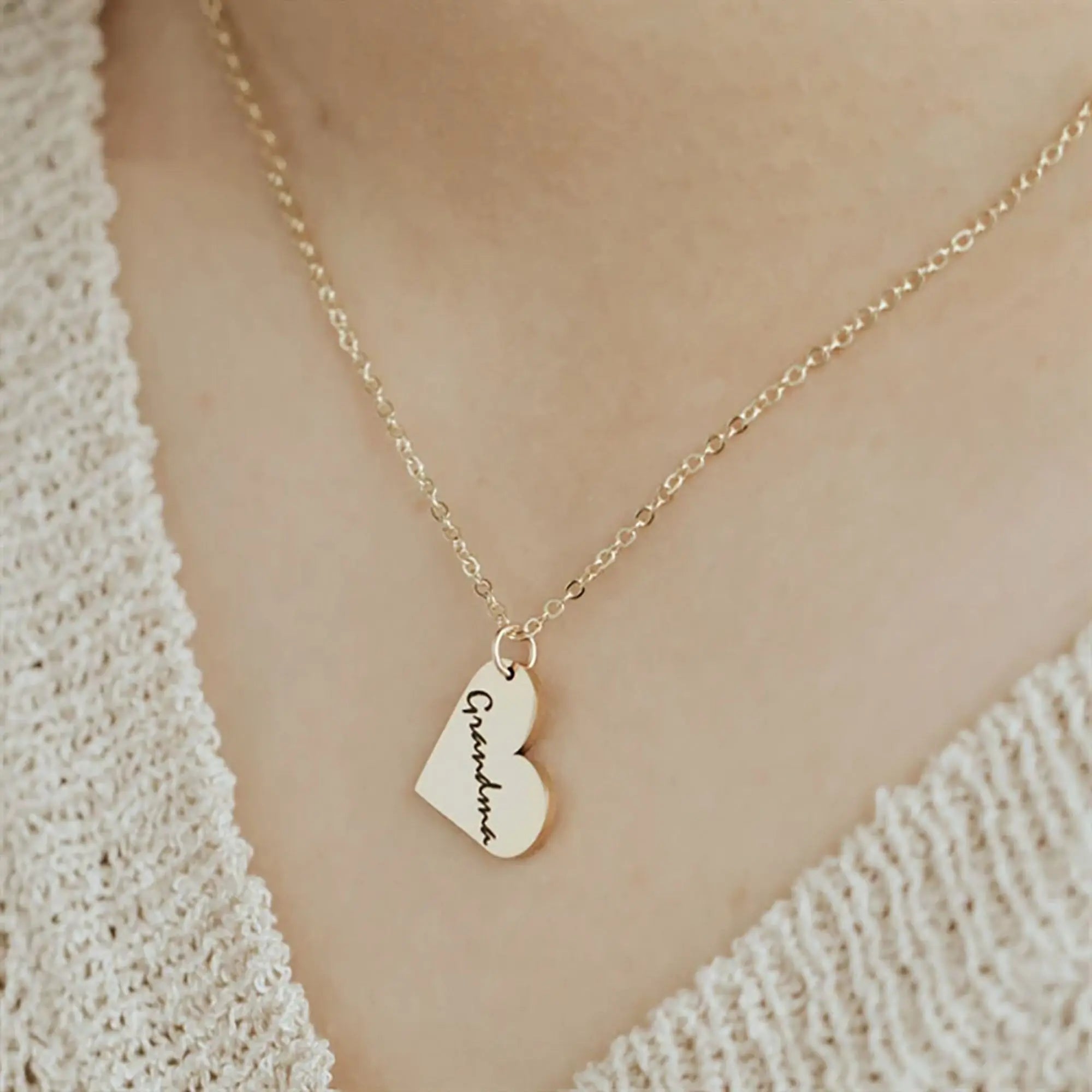 Heart-shaped Necklace Personalized Engraved Name Text Pendant nowadaysfashion