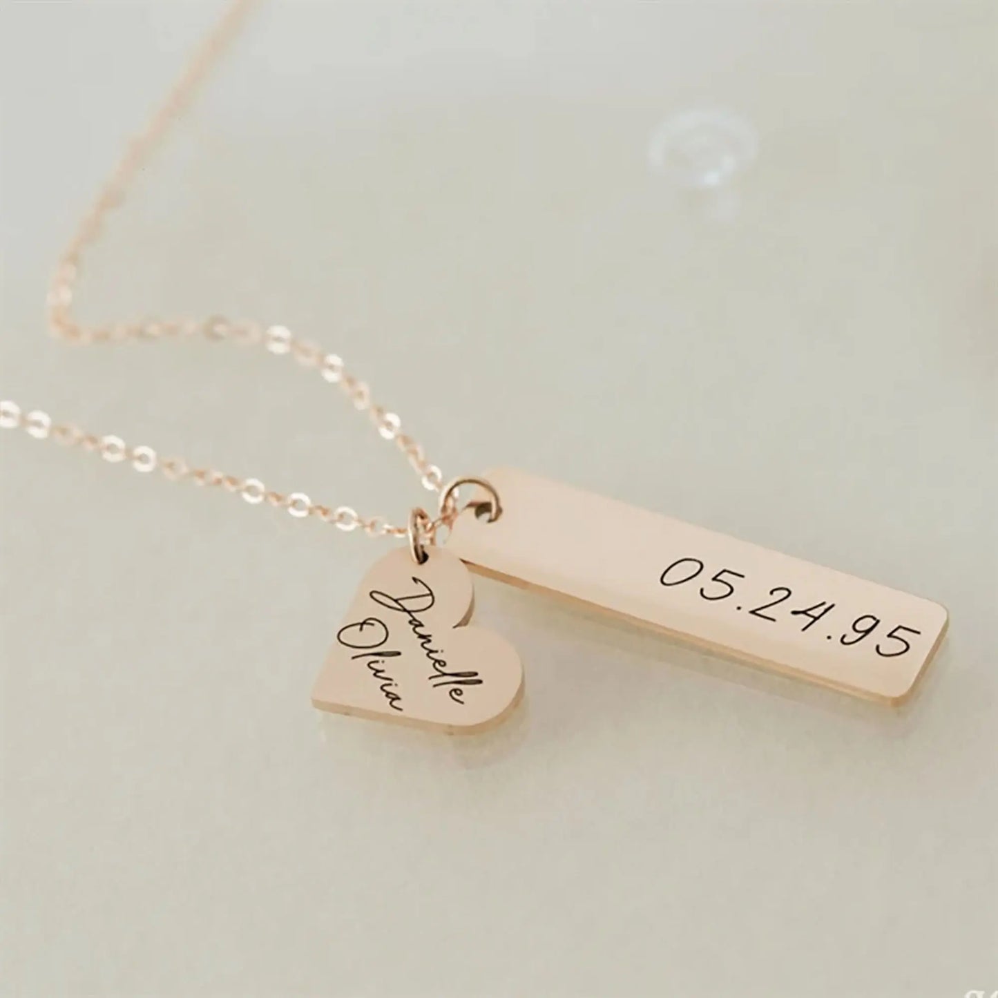Heart-shaped Necklace Personalized Engraved Name Text Pendant - Blade & Thread