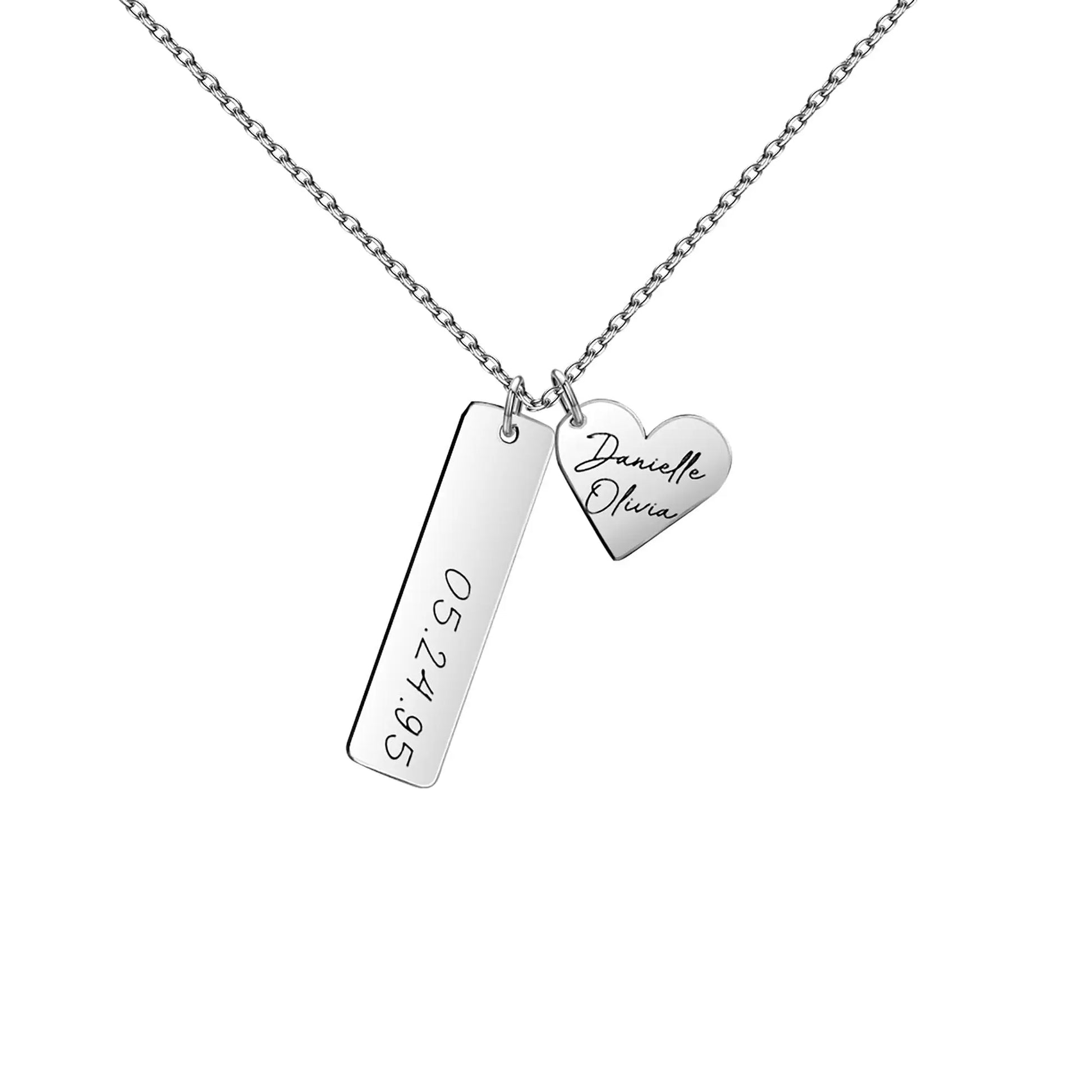 Heart-shaped Necklace Personalized Engraved Name Text Pendant - Blade & Thread
