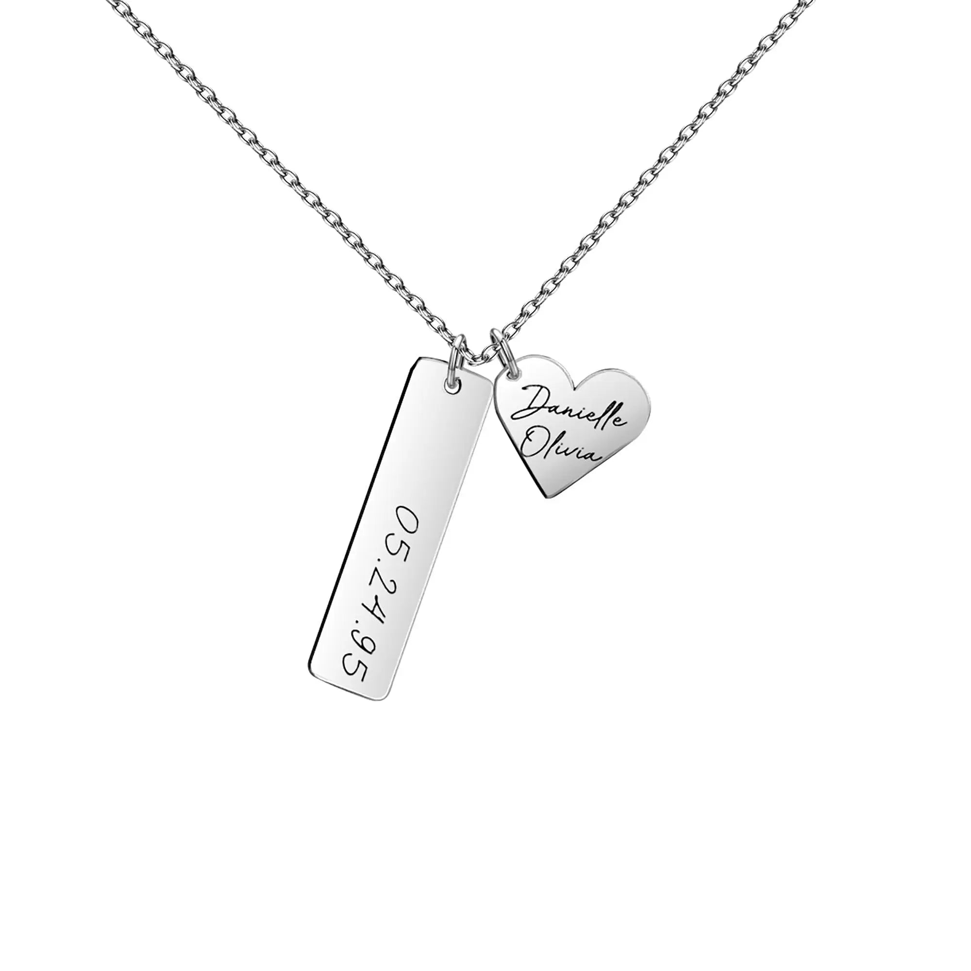Heart-shaped Necklace Personalized Engraved Name Text Pendant nowadaysfashion