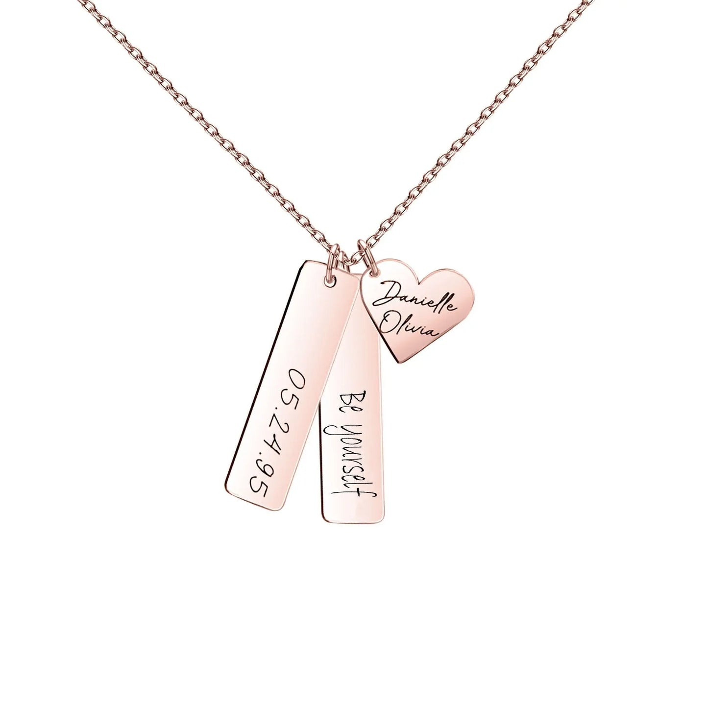 Heart-shaped Necklace Personalized Engraved Name Text Pendant - Blade & Thread