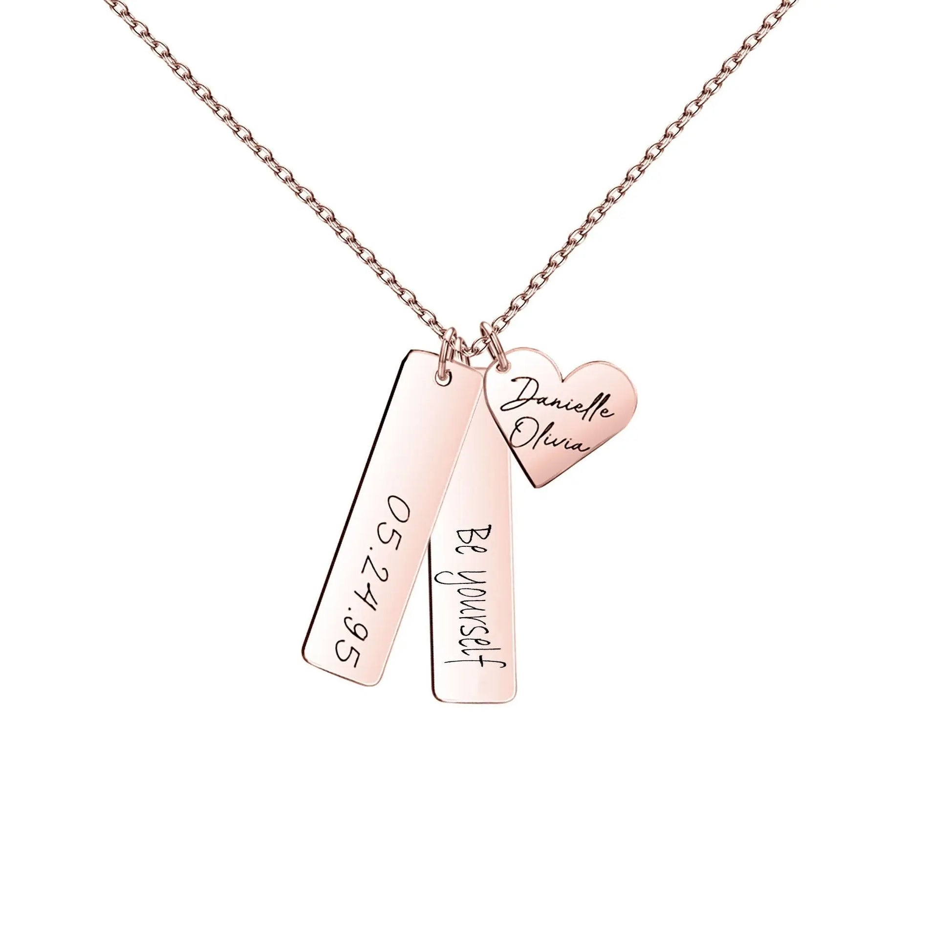 Heart-shaped Necklace Personalized Engraved Name Text Pendant - Blade & Thread
