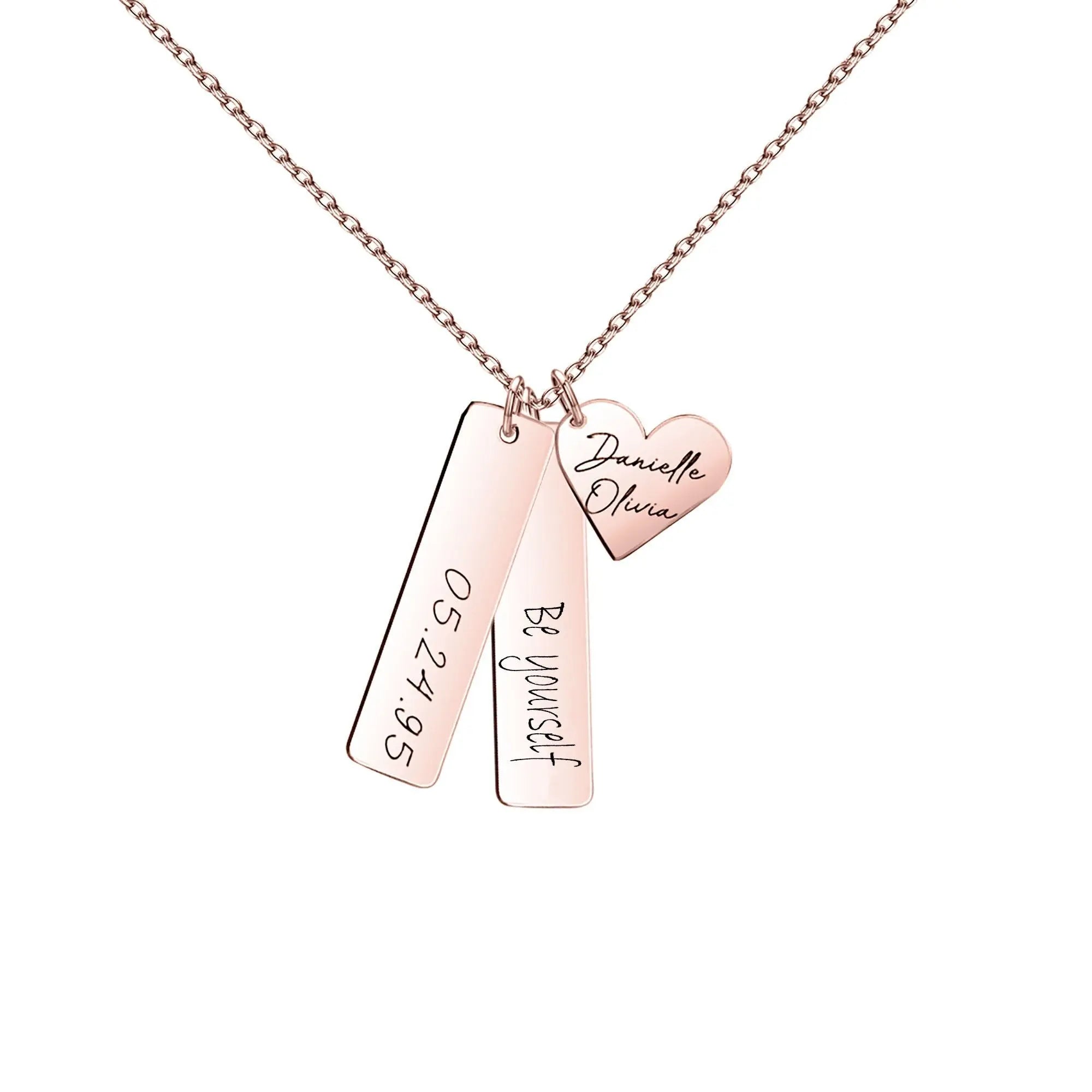 Heart-shaped Necklace Personalized Engraved Name Text Pendant nowadaysfashion