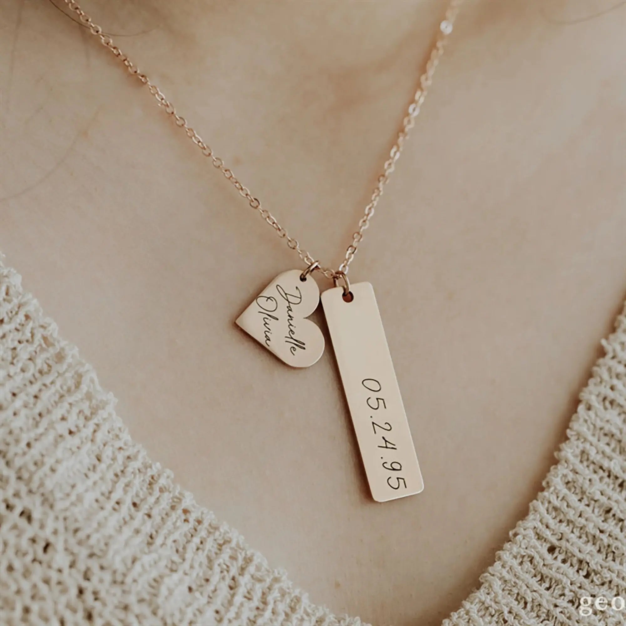 Heart-shaped Necklace Personalized Engraved Name Text Pendant nowadaysfashion