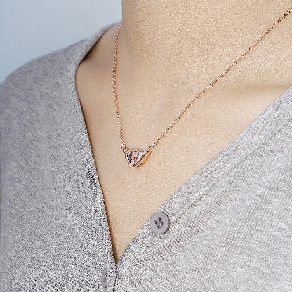Heart Shaped Pendant Copper Personalized Colorful Baby Children's Photo Necklaces nowadaysfashion