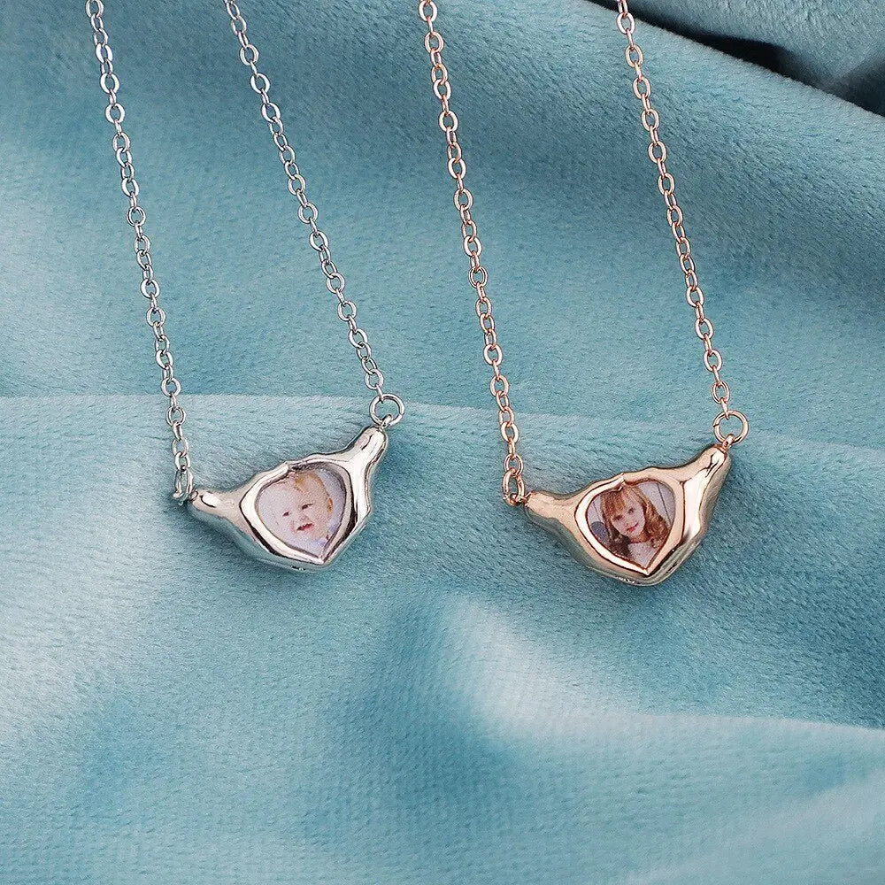 Heart Shaped Pendant Copper Personalized Colorful Baby Children's Photo Necklaces - Blade & Thread