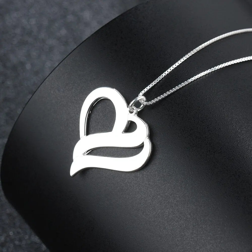 Heart Shaped Personalized Engraving 2 Names Name Necklace - Blade & Thread