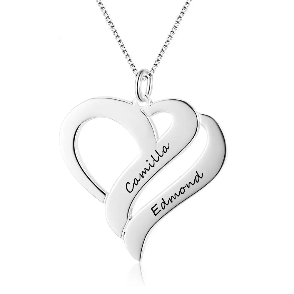 Heart Shaped Personalized Engraving 2 Names Name Necklace nowadaysfashion