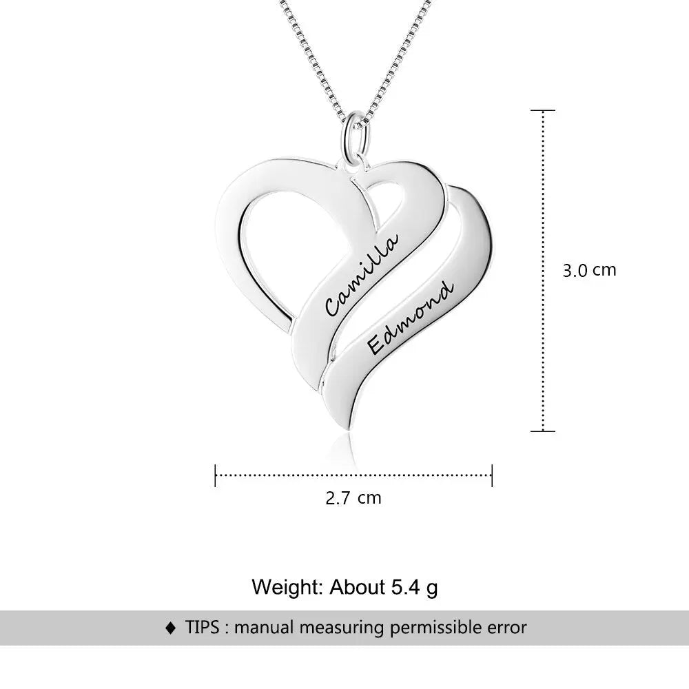 Heart Shaped Personalized Engraving 2 Names Name Necklace nowadaysfashion