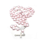 Heart-shaped pink rosary necklace nowadaysfashion