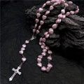Heart-shaped pink rosary necklace nowadaysfashion