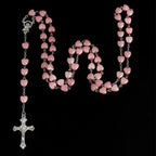 Heart-shaped pink rosary necklace nowadaysfashion