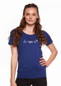 Heartbeat Coffee Printed Women's Bamboo/Cotton Short Sleeve Scoop Neck T-Shirt Spun Bamboo