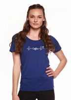 Heartbeat Coffee Printed Women's Bamboo/Cotton Short Sleeve Scoop Neck T-Shirt Spun Bamboo