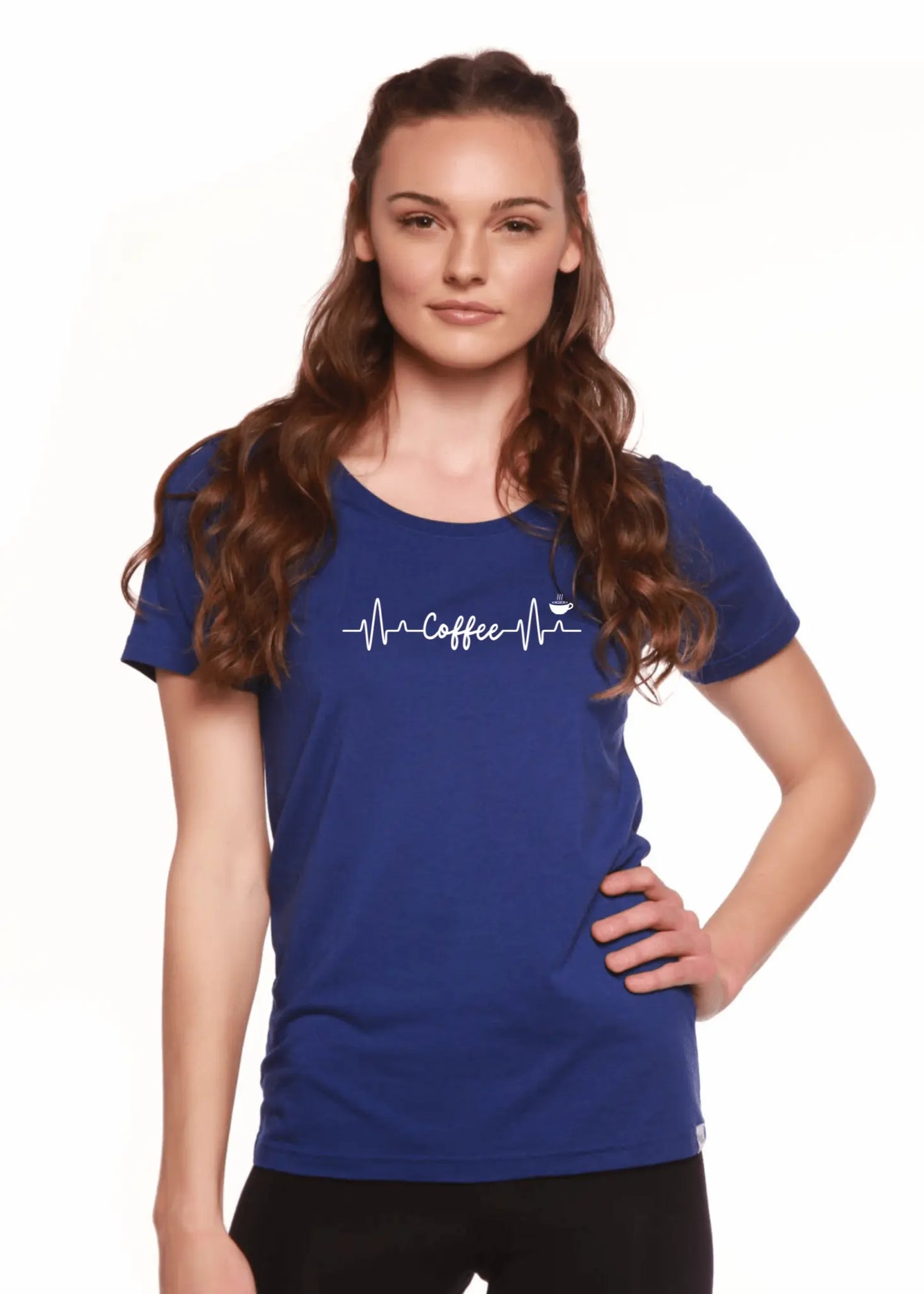 Heartbeat Coffee Printed Women's Bamboo/Cotton Short Sleeve Scoop Neck T-Shirt - Blade & Thread