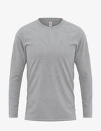 Men's heather grey long sleeve shirt by SpectraUSA, front view showcasing comfortable fit and soft fabric.