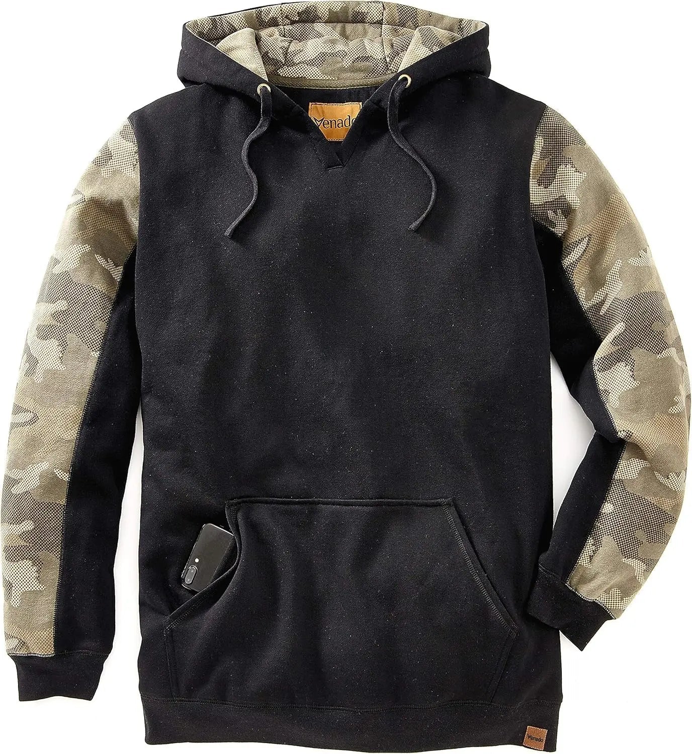 Heavyweight Camo Hoodie for Men - Hidden Security Pocket | V-Neck Opening - Blade & Thread