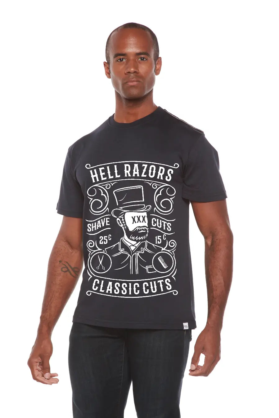 Hell Razors Men's Bamboo Viscose/Organic Cotton Short Sleeve Graphic T-Shirt Spun Bamboo